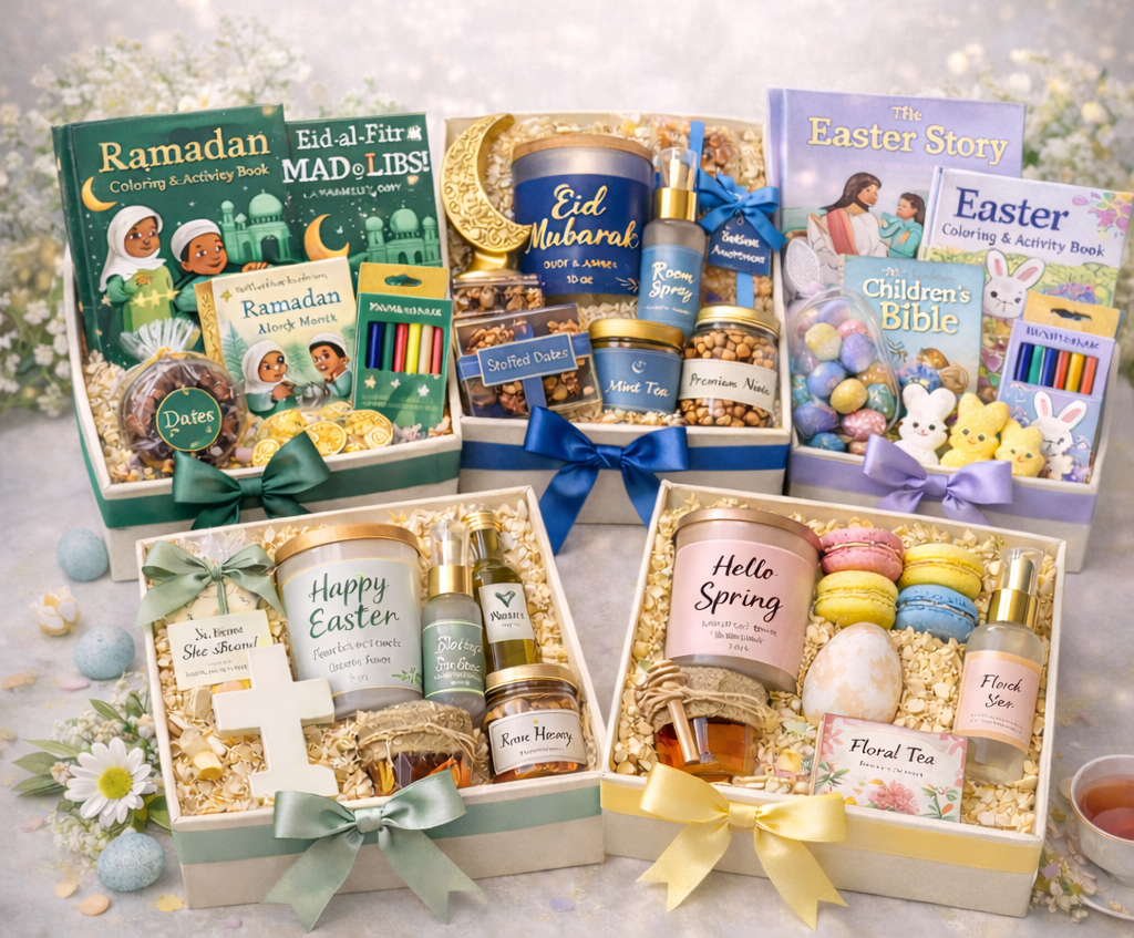 Spring Celebrations Collection featuring Easter and Eid al-Fitr gift boxes