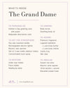 Product list for 'The Grand Dame' package with various items included.